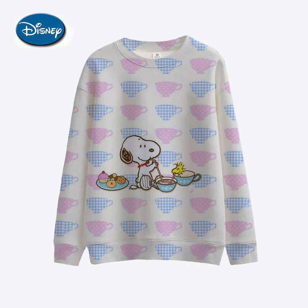 Snoopy Kawaii Print Sweatshirt Women Soft Goth Hooded Ladies Autumn Vintage Long Sleeve Pullovers Casual Tops 2023 New Y2k