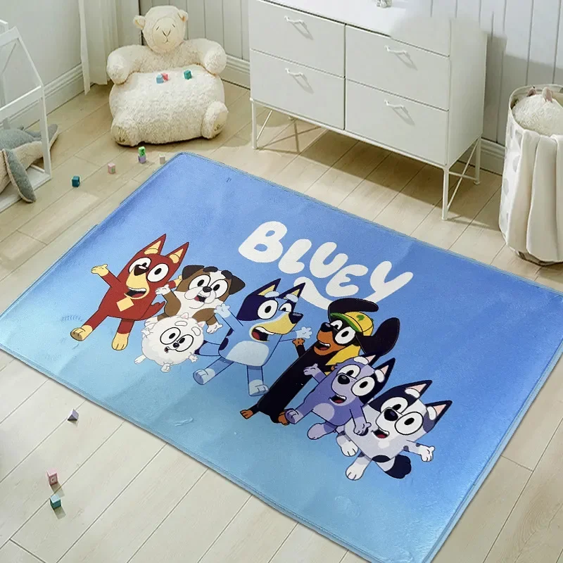 Bluey Family Cartoon Carpet Kawaii Bingo Home Absorbent Carpet Bedroom Bathroom Entrance Non-slip Floor Mat Room Decoration Gift