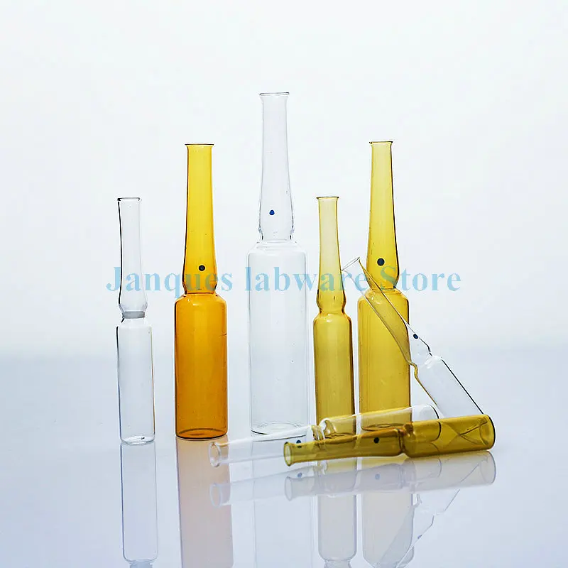 Lab 1/2/5/10/20ml Clear/Brown Glass Flexible Ampoule Bottle with curved neck Ampule Liquid medicine bottle