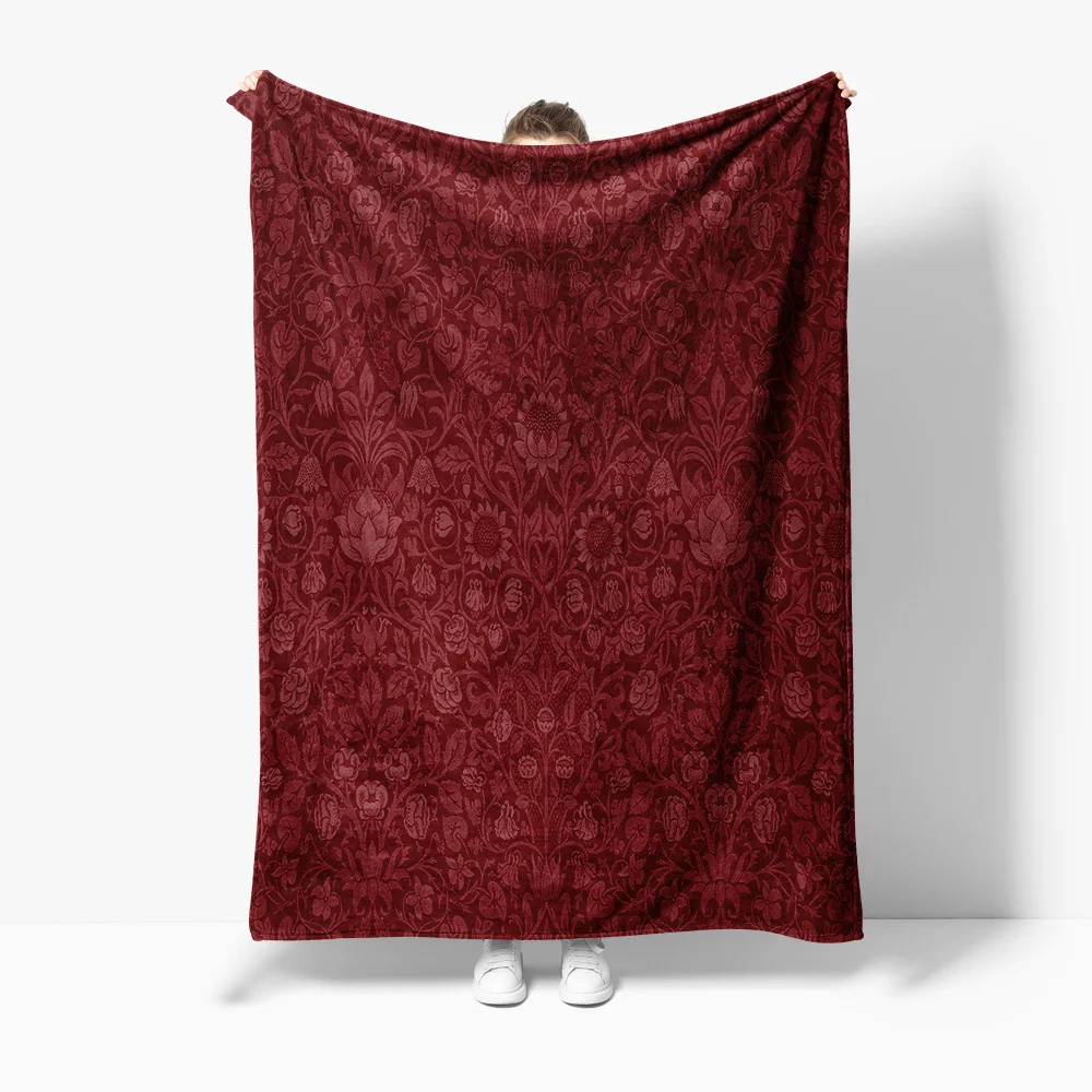 

Soft Cozy Fleece Blanket Throw Solid Red Floral Pattern Sofa Bed Living Room Decor Gift