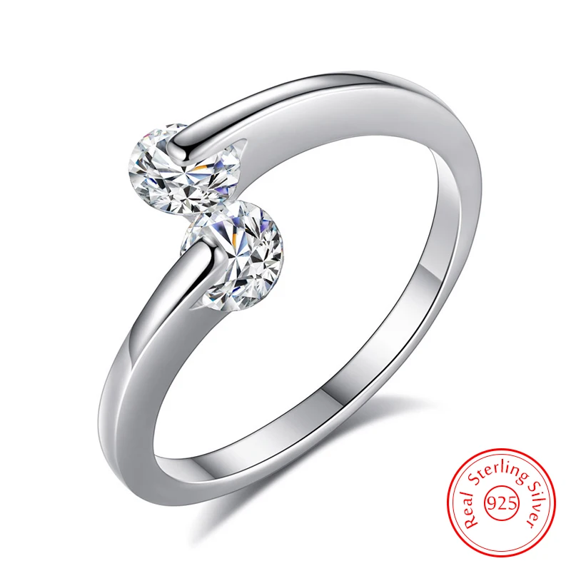

Quality New Woman's 925 Sterling Silver Jewelry Crystal Zircon Ring Fashion FQL25099