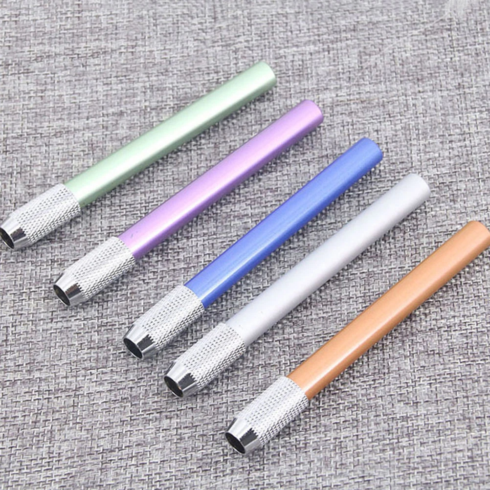 

6Pcs Portable Pencil Extender Silver Metal Lengthener for School Office Stationery Compact Design Long-Lasting Writing Tool