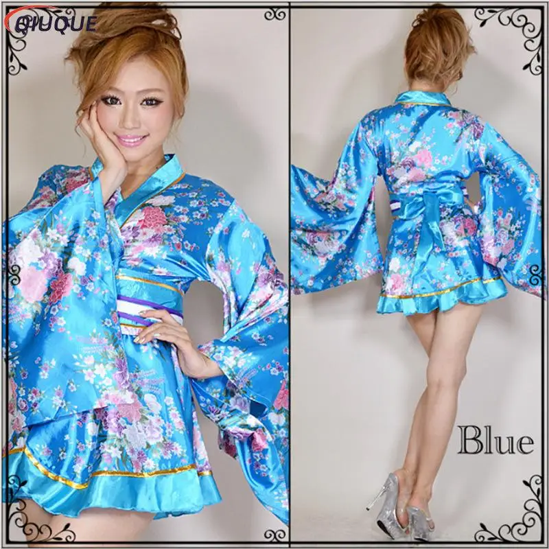 Women Japanese Kimono Dress Floral Print Yukata Sleepwear Traditional Geisha Vintage Clothes Cosplay Costume