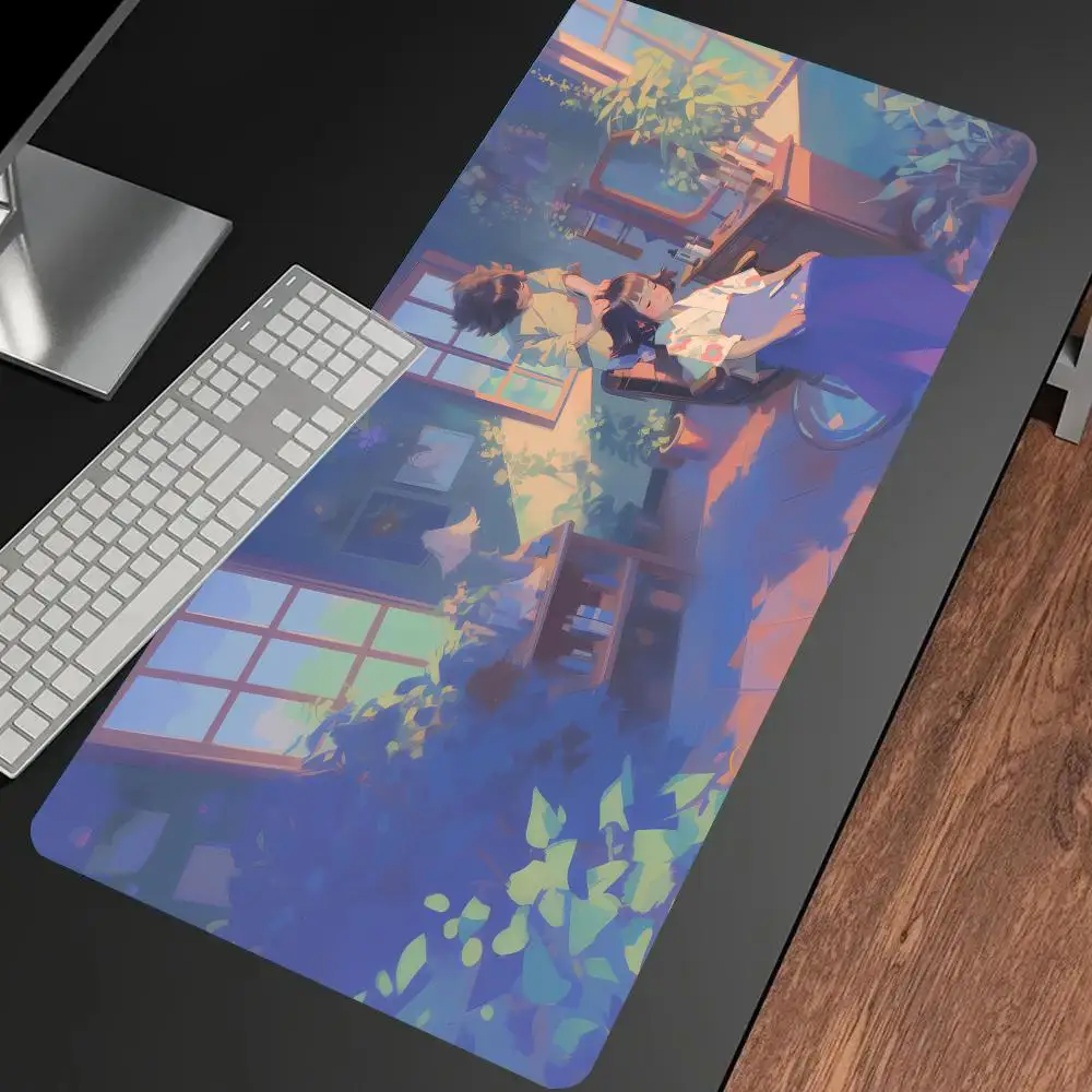 일본 애니메이션 소녀 마우스 패드 대형 고무 베이스 미끄럼 방지 PC 데스크 액세서리 마우스 패드 (사무실 및 게이머용 키보드 매트 장식 러그)