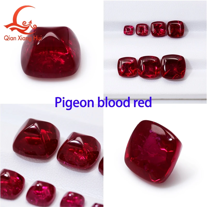 Tower Shape 4-10mm  lab grow ruby Sugar-Loaf Cut Pigeon blood red color  Minor Cracks Inclusions  Loose Gem Stone