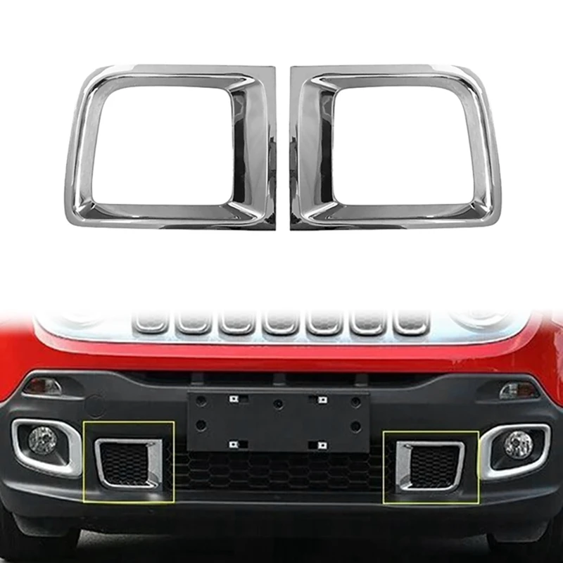 

NEW-For Jeep Renegade 2015-2017 ABS Front Bumper Lower Grill Grille Mesh Air Vent Cover Bezel Trim Insert Garnish