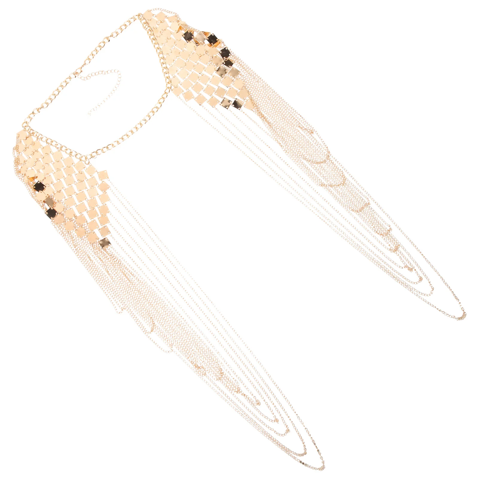 

Tassel Double Shoulder Chain Golden Stylish Dangling Body Shoulder Necklace Club Accessory Body Chain