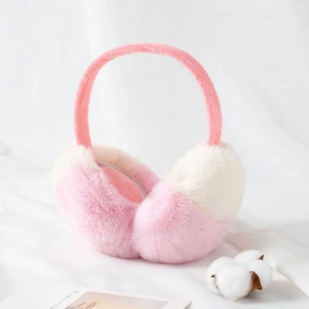 Two Tone Earmuffs Windproof Flexible Headband Faux Fur Ear Warmers Dual Color Soft Thermal Ear Covers Cold Weather Wear
