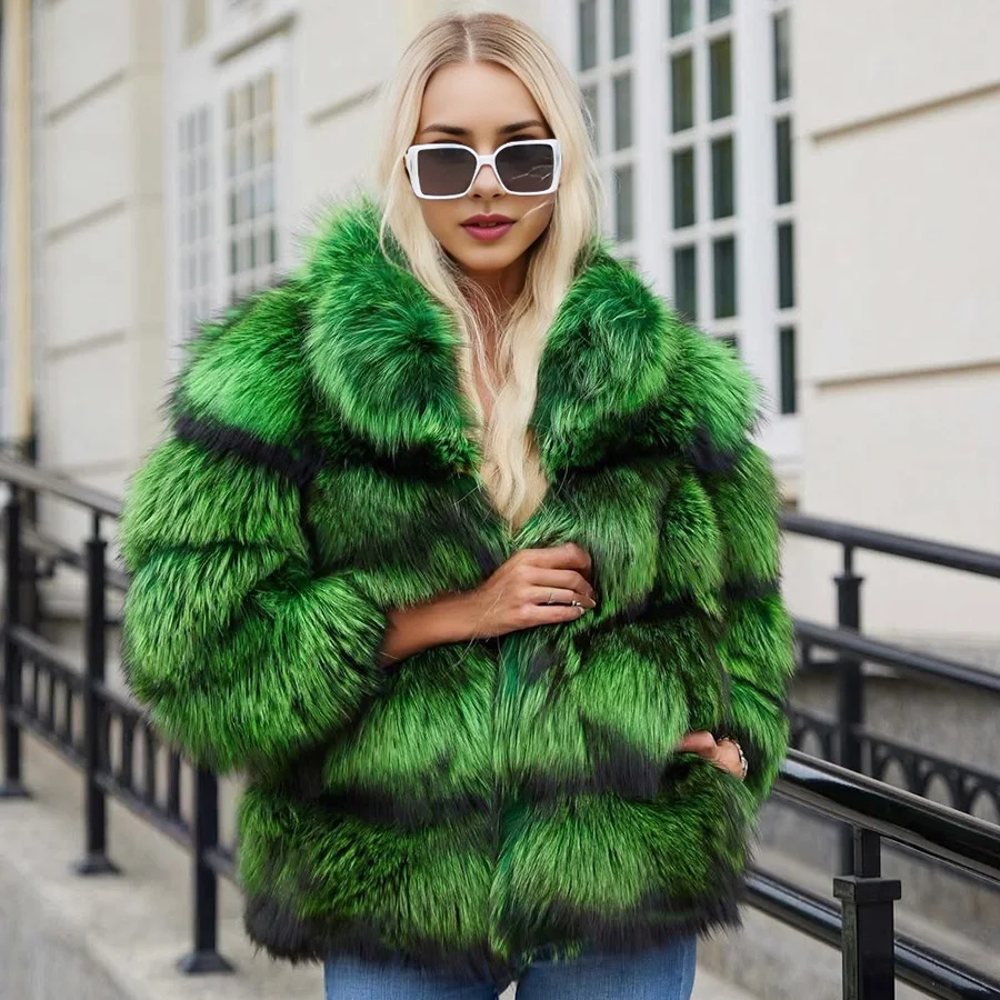 

Natural Fox Fur Jacket For Woman Real Fur Coat With Stand Collar Cropped Fox Fur Jacket High Quality Genuine Fur Outerwear