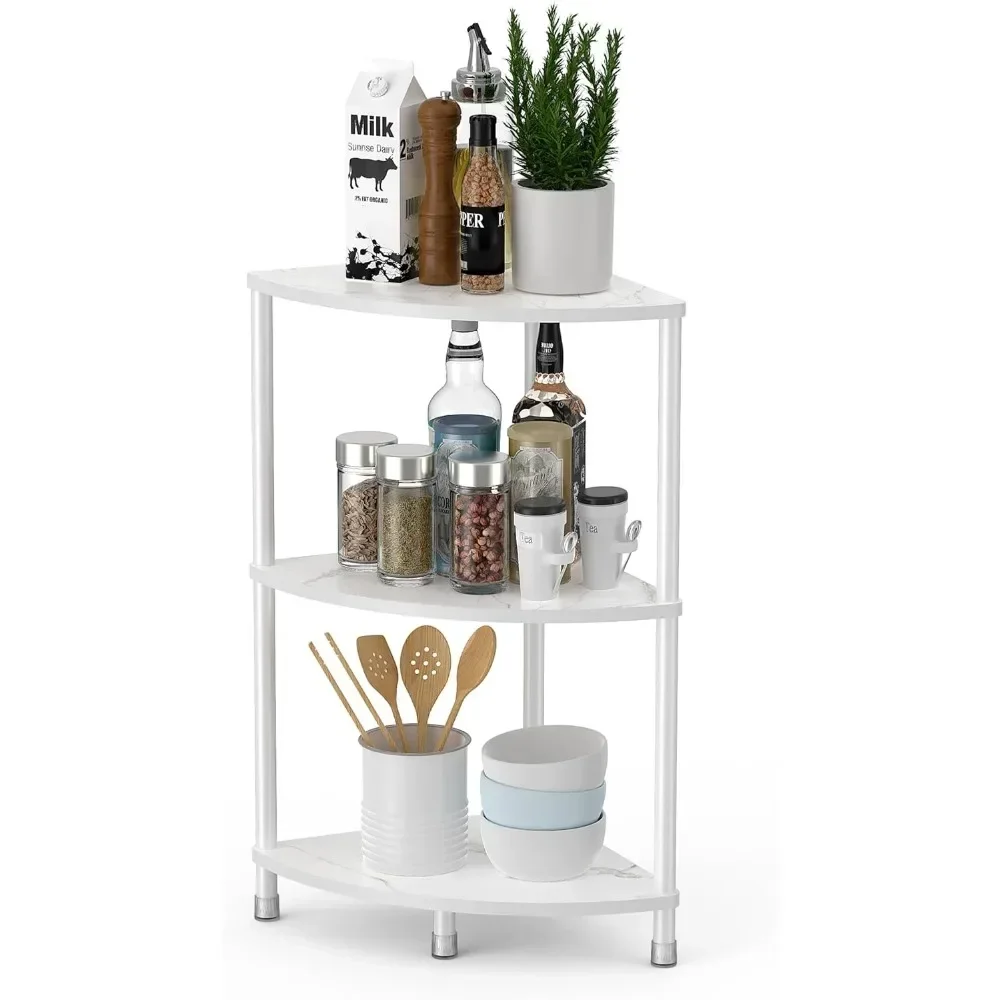 Corner table with 3 levels of corner shelves, kitchen shelf organizer, small corner shelf for kitchen organization and storage