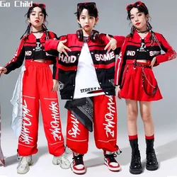 Boys Hip Hop Motorcycle Jacket Joggers Pants Girls Crop Coat Street Dance Skirts Clothes Sets Kids Jazz Costume Child Streetwear