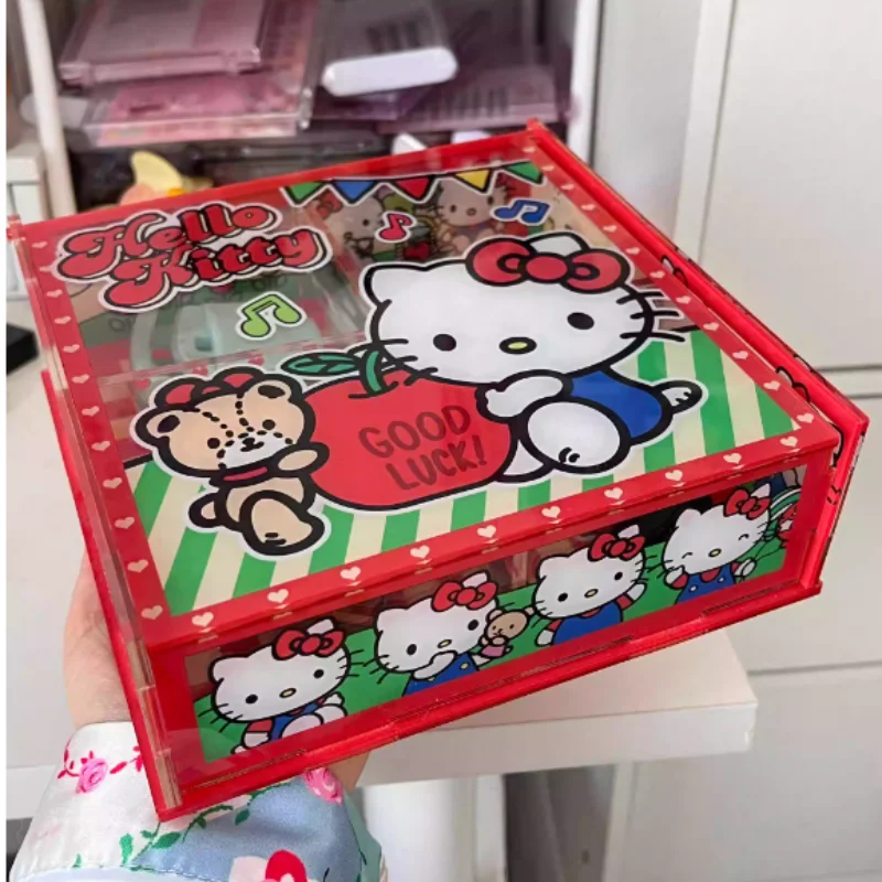 Hello Kitty Acrylic Storage Box Covered Desktop Stationery Kt Candy Snack Ornaments Cosmetics Accept Finishing Racks