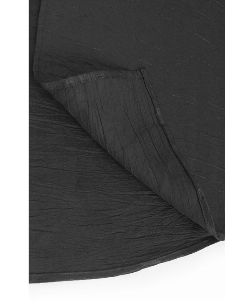 [Vibe] Women Black Striped Glossy Big Size Elegant Blouse New Lapel Long Sleeve Shirt Fashion Tide Spring Autumn 2025