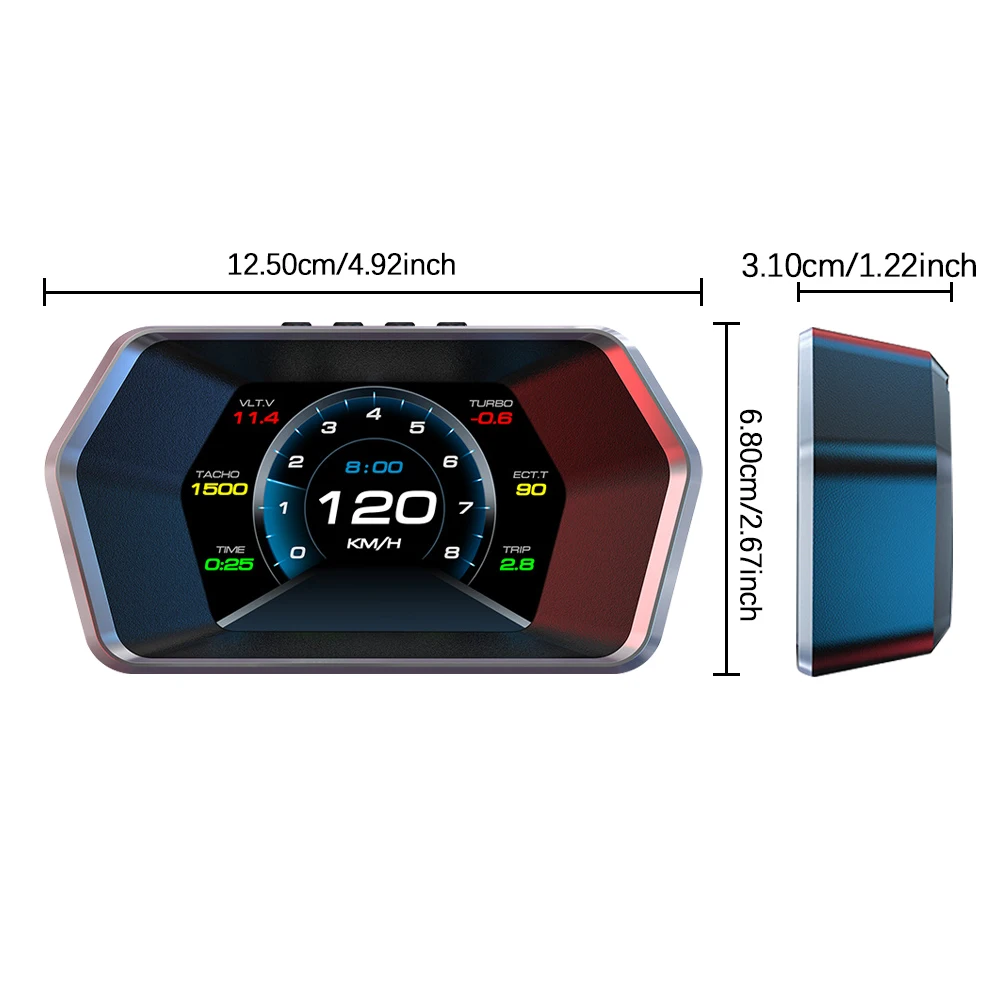 Clock KMH RPM Mileage Meter Speedometer Car HUD Overspeed Alarm 4.3 Inch Digital Multi Functional P17 OBD GPS Head Up Display