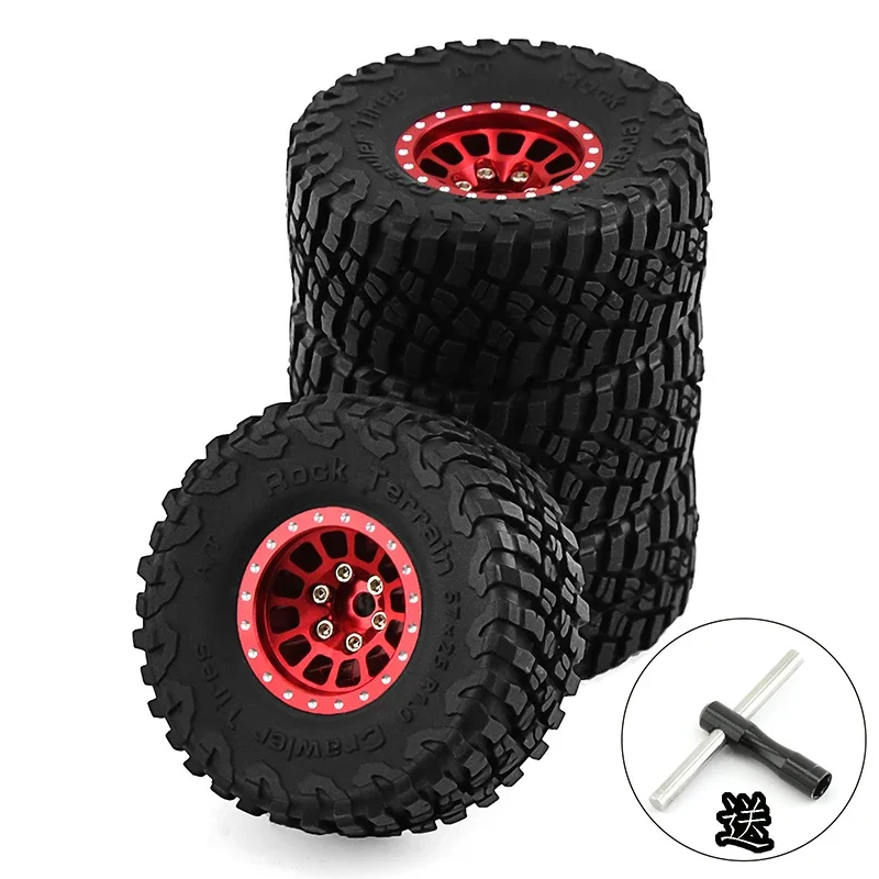Trx 4M 4 Stuks Metalen 1 Inch Wielen Met Banden Upgrade Naaf Band Set Voor 1/18 Rc Crawler Auto Traxxas TRX4-M Verdediger Bronco Scx24 Fms