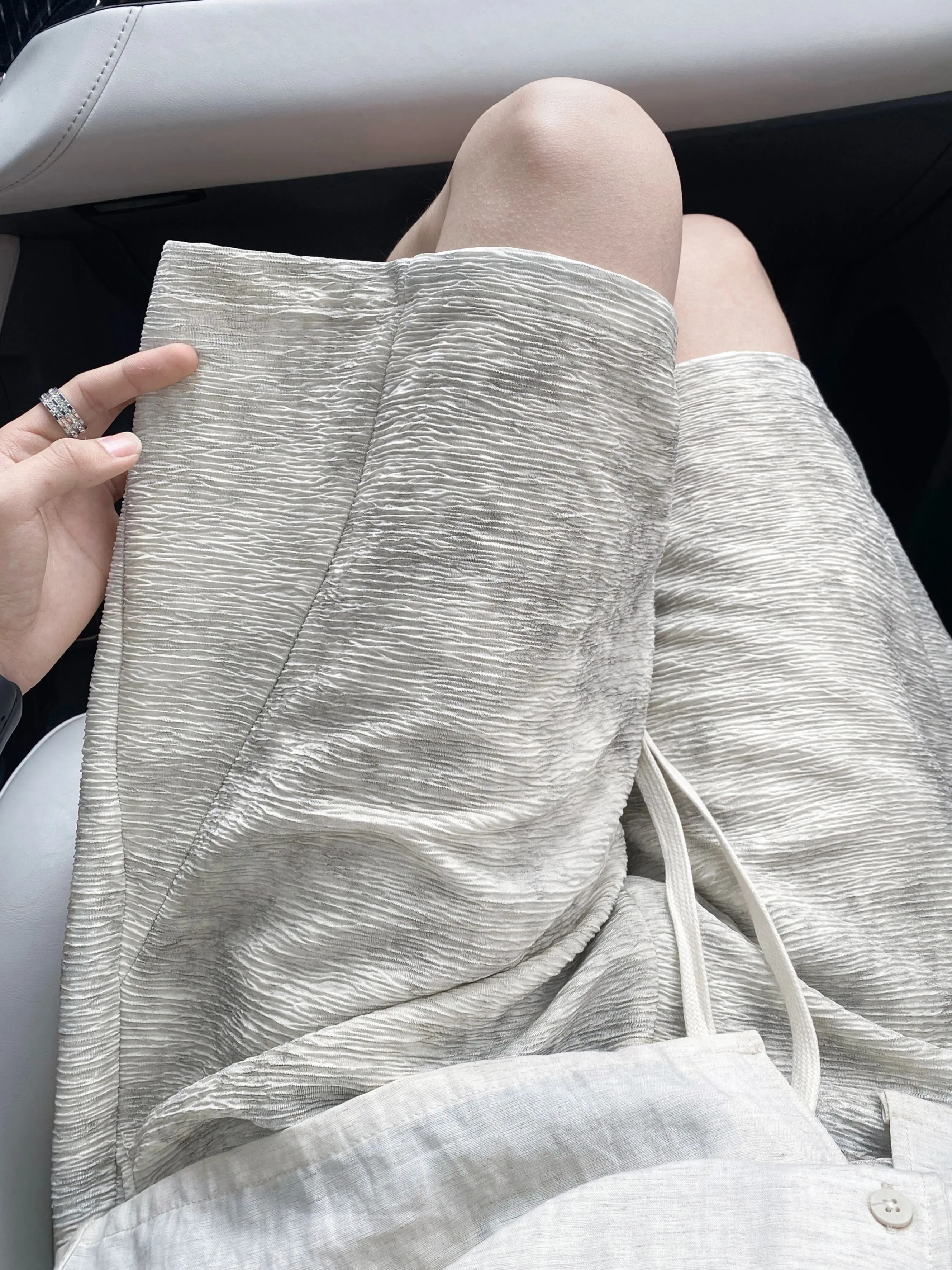 American Dyed Short Pants Men's Trendy Design Summer Thin Water Ink Style Casual Loose Wide Leg Five-Quarter Pants