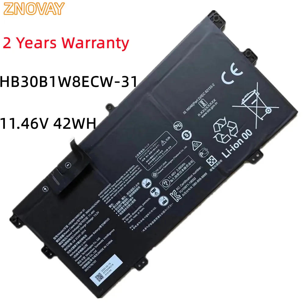 

HB30B1W8ECW-31 Laptop Battery 11.46V 42Wh 3665mAh For Huawei MateBook X 2020 EUL-W19P EULD-WFE9 Tablet PC