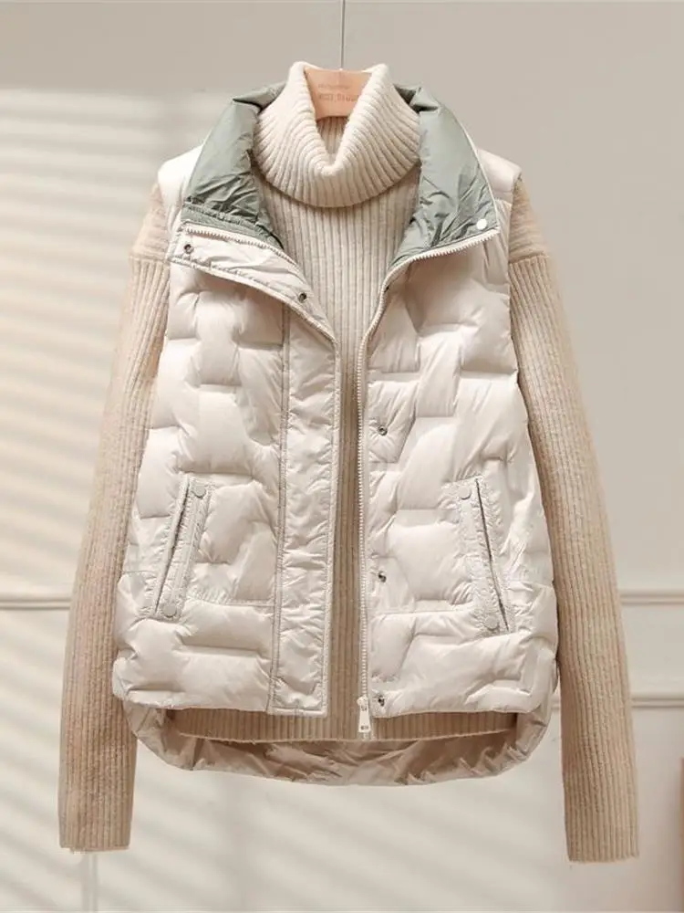 

Белый утепленный жилет Du down ort Jaet для женщин: легкий, модный, в корейском стиле, осенне-зимняя новинка, с подкладкой для тепла