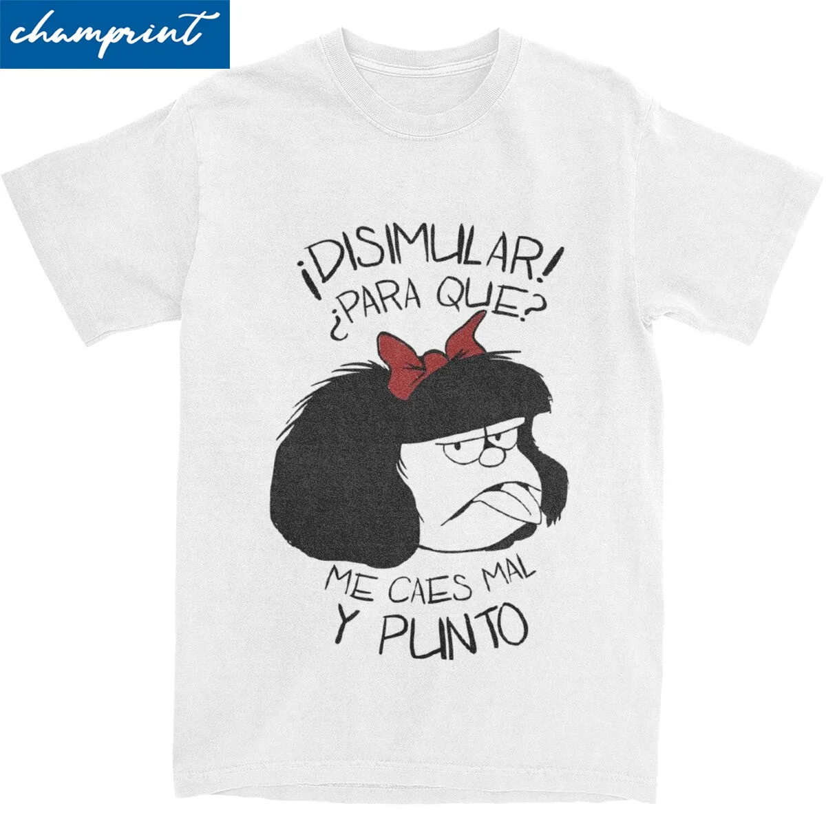 Disimular Mafalda T Shirt Unisex 100%Cotton Tops Shirts Funny Cartoon O-neck Short Sleeve