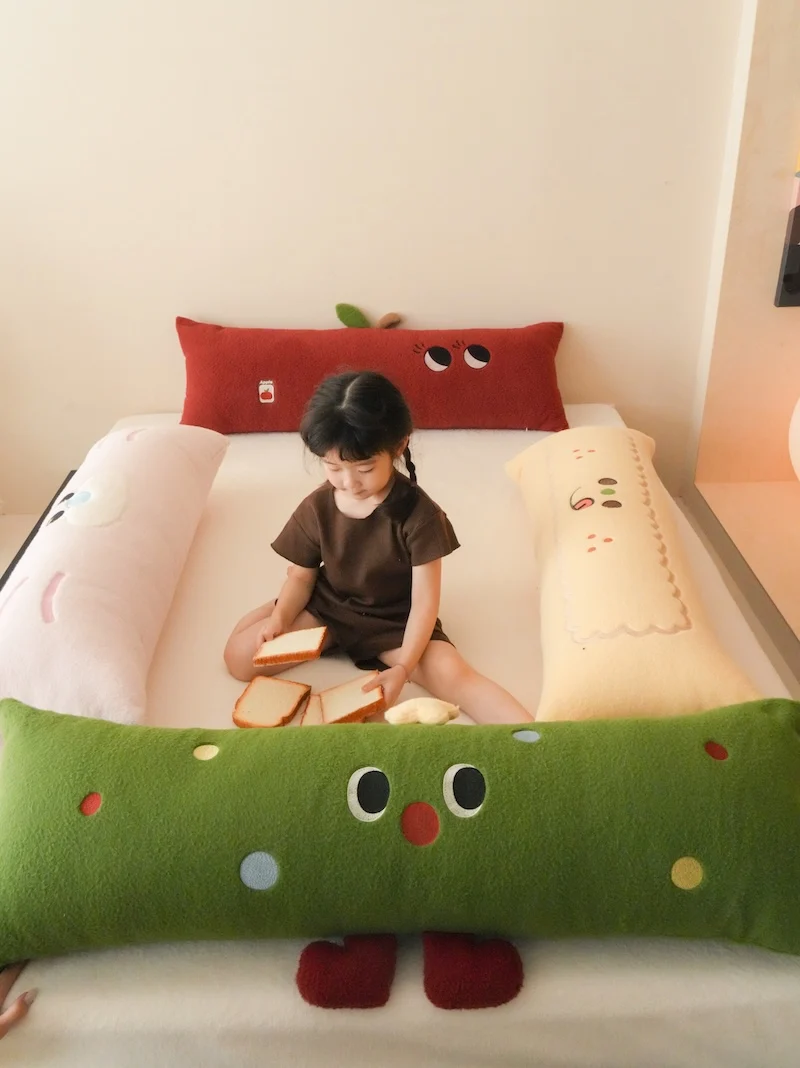 

Cute Cartoon Embroidered Long Plu Pillow Living Room Bedroom Decorative Sofa Pillow PP Cotton Waable Rectangular Pillow