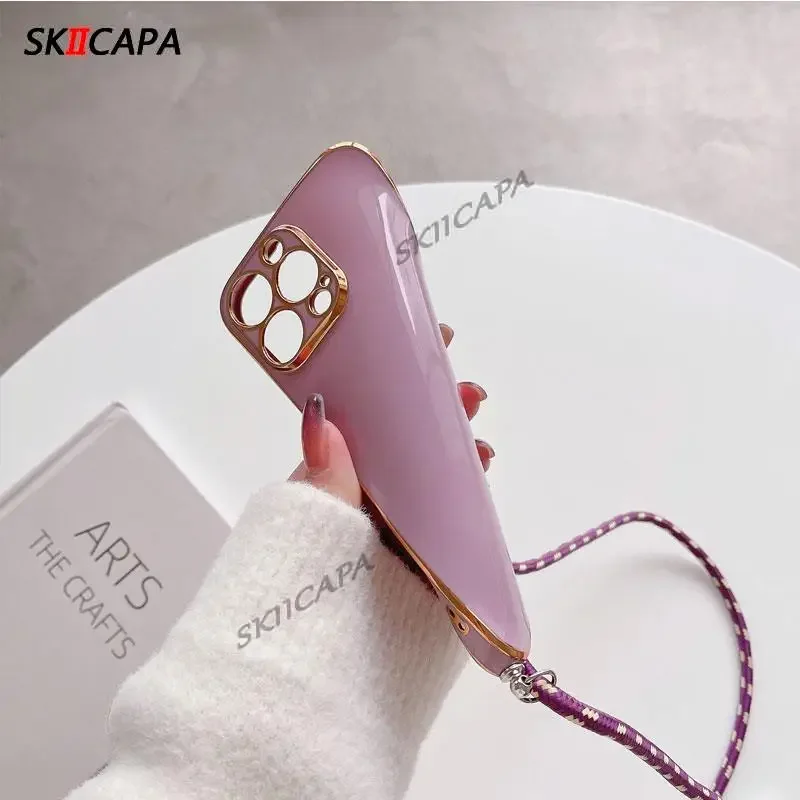 ل Xiaomi 15T Crossbody قلادة الحبل Lanayard تصفيح جراب هاتف ل Xiaomi Mi 15 T 15T 17 برو ماكس غطاء سيليكون مطلي #2