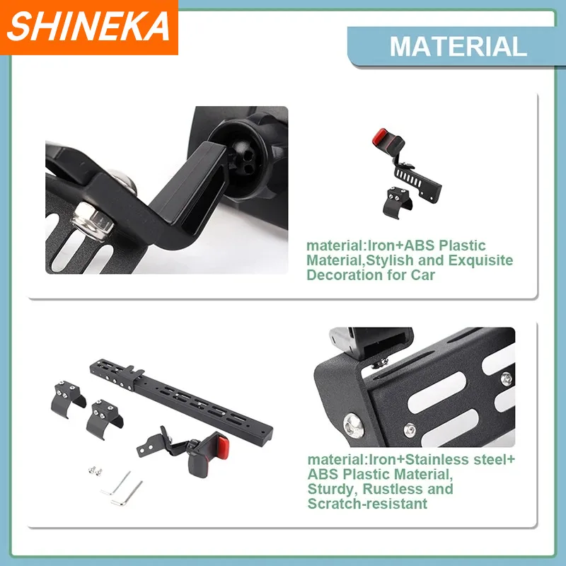 SHINEKA Co-Pilot Handle Phone Holder GPS Mount Bracket for Jeep Wrangler JL Gladiator JT 2024 Up Car Interior Accessories