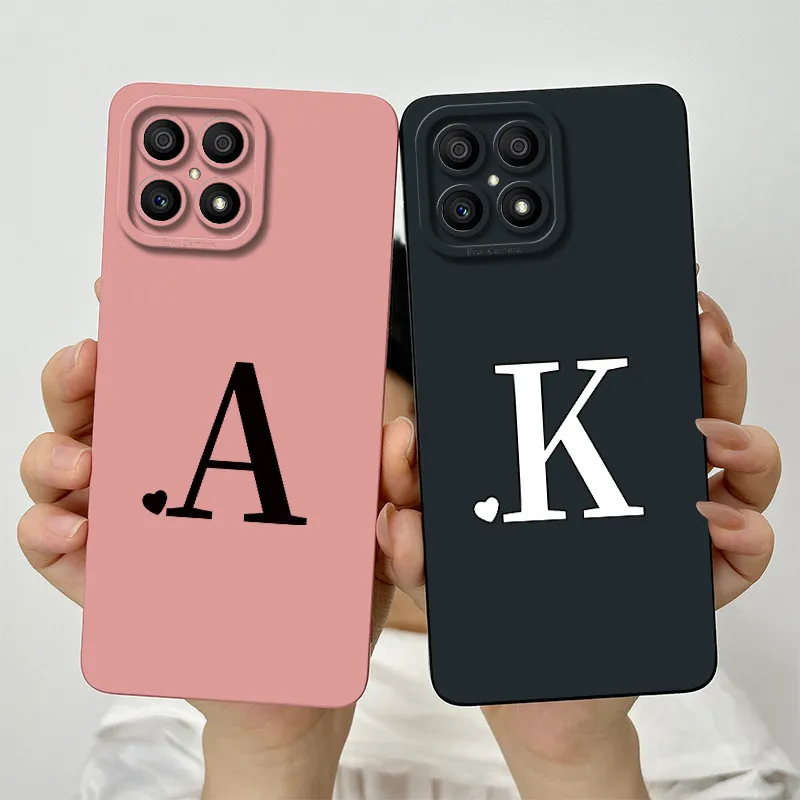 For Honor X8 TFY-LX1 TFY-LX2 TFY-LX3 Case Honor 70 Lite Phone Case Cute Letters Silicone Camera Lens Protection Soft Back Cover