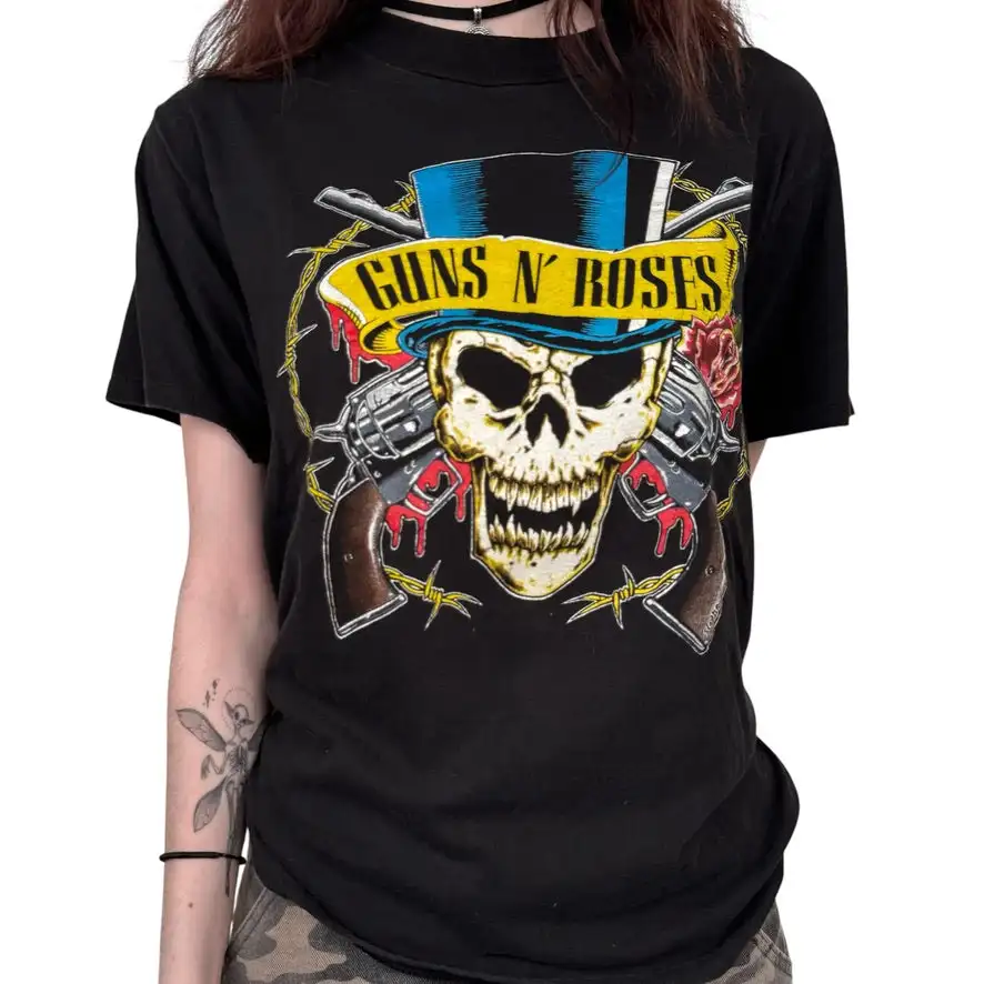 

Vintage 1991 Guns N Roses Shirt Here Today Gone To Hell Pattern Print Summer Luxury Brand Cotton Men's and Women's T-Shirts