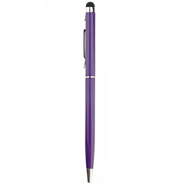2-in-1 Dual Function Capacitive Stylus Pen Ballpoint Pen for Smartphones Purple Portable Precision