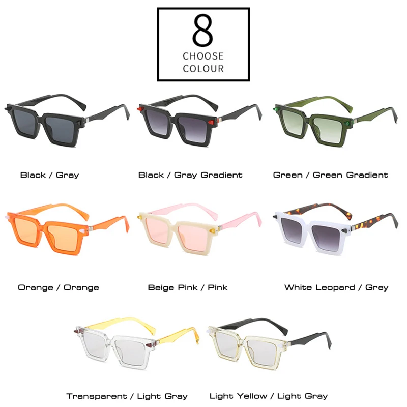 SO&EI Retro Brand Designer Women Square Double Color Sunglasses Trending Rivets Men Gradient Cat Eye Sun Glasses