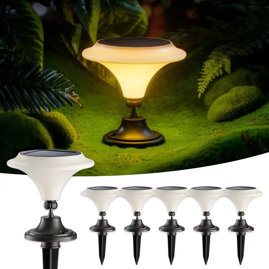 

Table Lights Outdoor, 6 Pack Classic MartiniShaped Lanterns with Base amp Ground Stakes, Waterproof LED Solar Powered Decorative