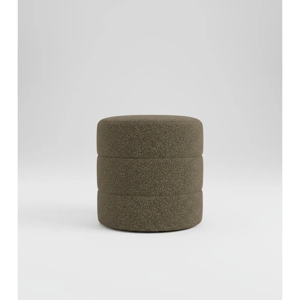 

Роскошная круглая подставка для ног оттоманского пуфа — темно-коричневая ткань букле, вместимость 250 фунтов, современный акцент для домашнего декора