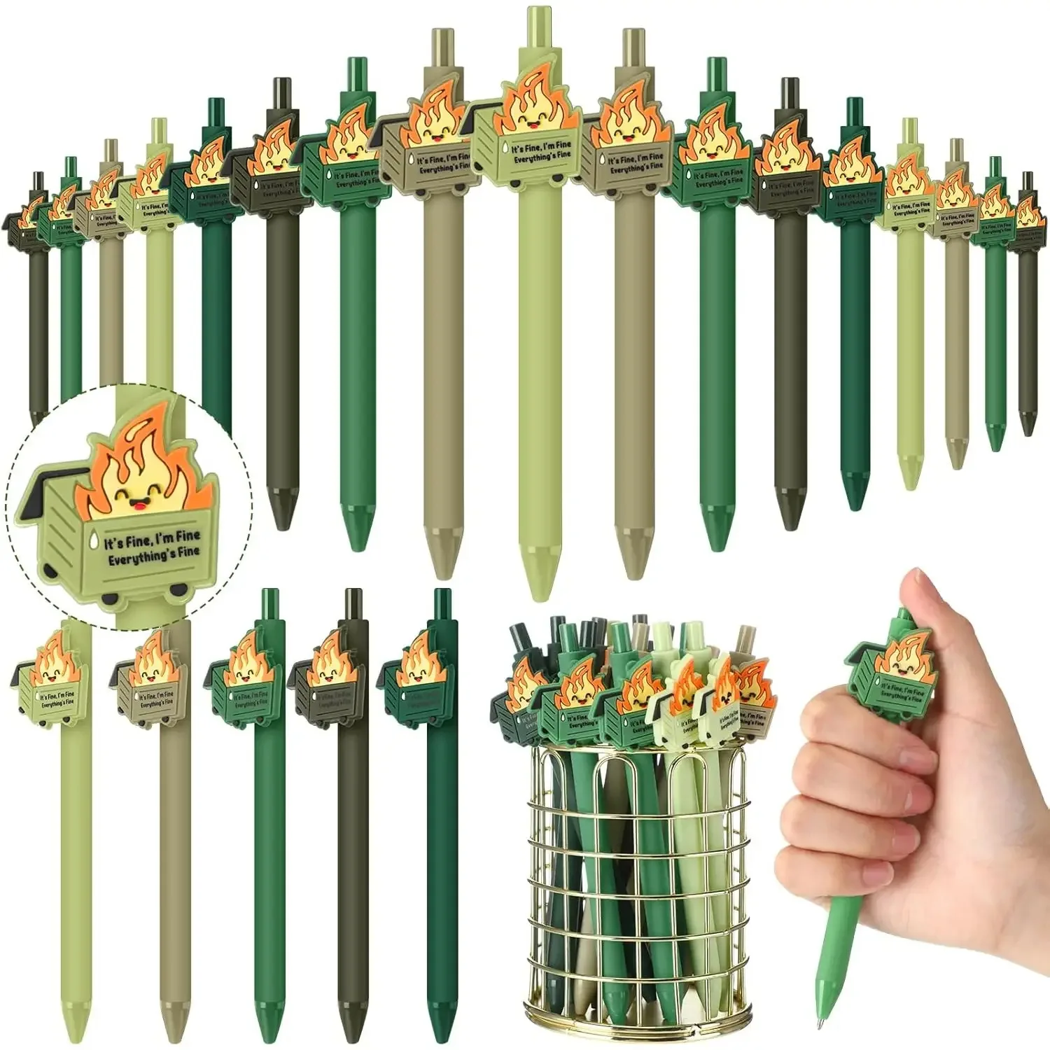 

5/10/15 Joke Trash Can Fire round Pens Emotional Support Office Christmas Gifts for Employees Colleagues Team