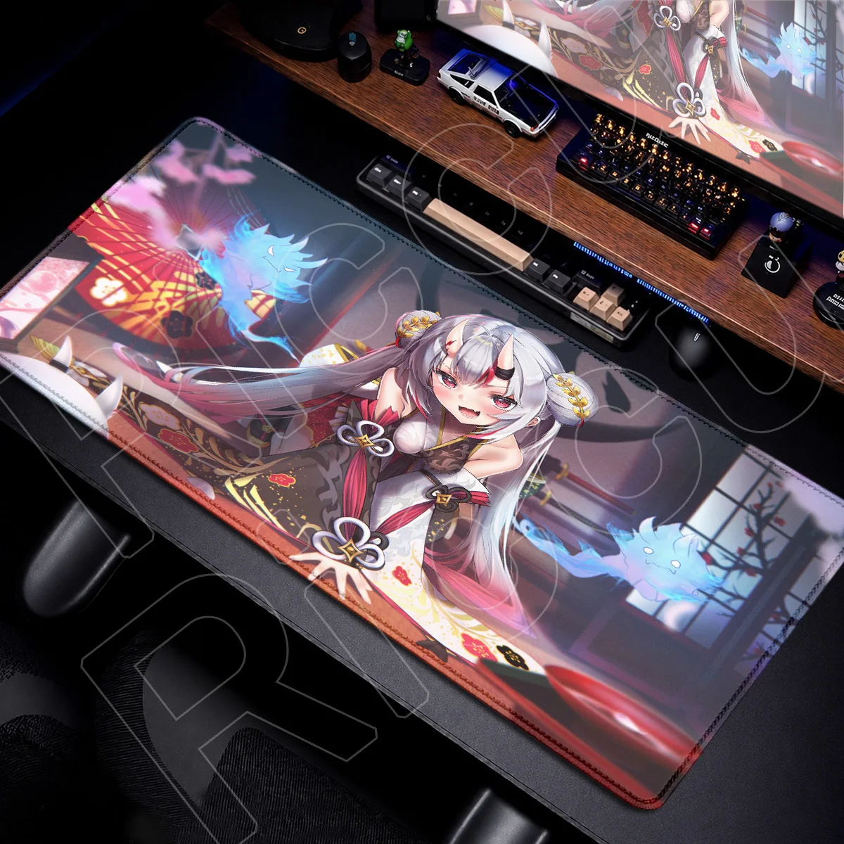 Hololive Kawaii Girl Nakiri Ayame Mauspad, großes Büro-Tastaturpad aus Gummi, HD-Druck, E-Sport-Gaming-Mauspads, 900 x 400 mm, Teppich – Detail 13