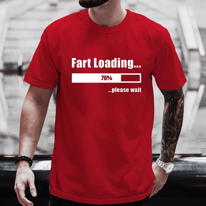 Huge Fart Loading Men's T-shirt Humor Tee Joke Gag Tshirt for Dad Gifts Guys Male Clothes Short Sleeve Tees Funny Graphic Tops