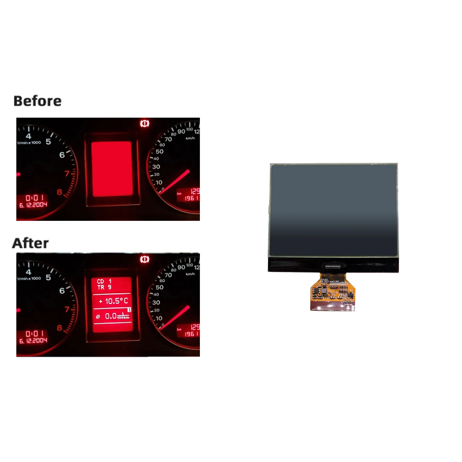 Display LCD del quadro strumenti, Display LCD per Audi A4 B6 B7 strumento combinato tachimetro FIS MFA cavo corto