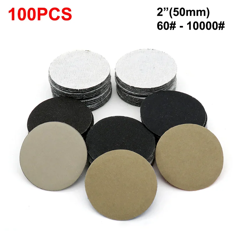 

2" 50mm Sanding Discs Grit 60-10000# Flocked Sandpaper Disc Hook&Loop Pad For Abrasive Grinding Polishing Tool Dry/Wet