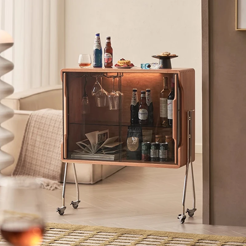 خزانة مشروبات قابلة للإزالة من الخشب الصلب وخزانة من القرون الوسطى وخزانة جانبية لتناول الطعام وخزانة غرفة المعيشة وخزانة تخزين من الفولاذ المقاوم للصدأ #1