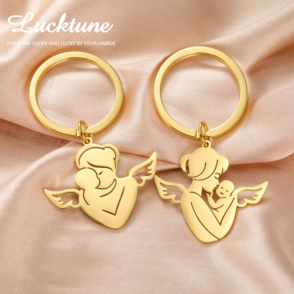 Lucktune Super Mom Baby Family Keychain Mother Kid Maternal Love Forever Heart Key Chain for Woman Men Jewelry Accessories Gift