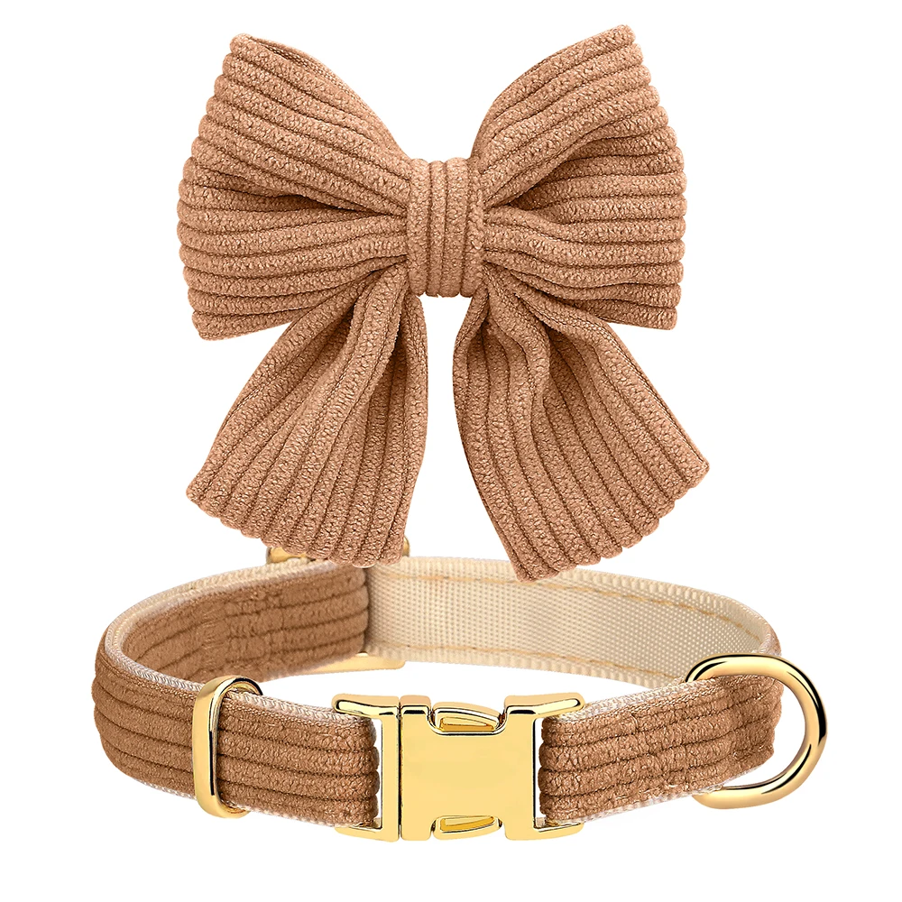 Dog Collar Leash Set Cute Bowknot Puppy Dog Collars Walking Lead Rope Soft Velvet Pet Necklace Leashes For Small Medium Dogs
