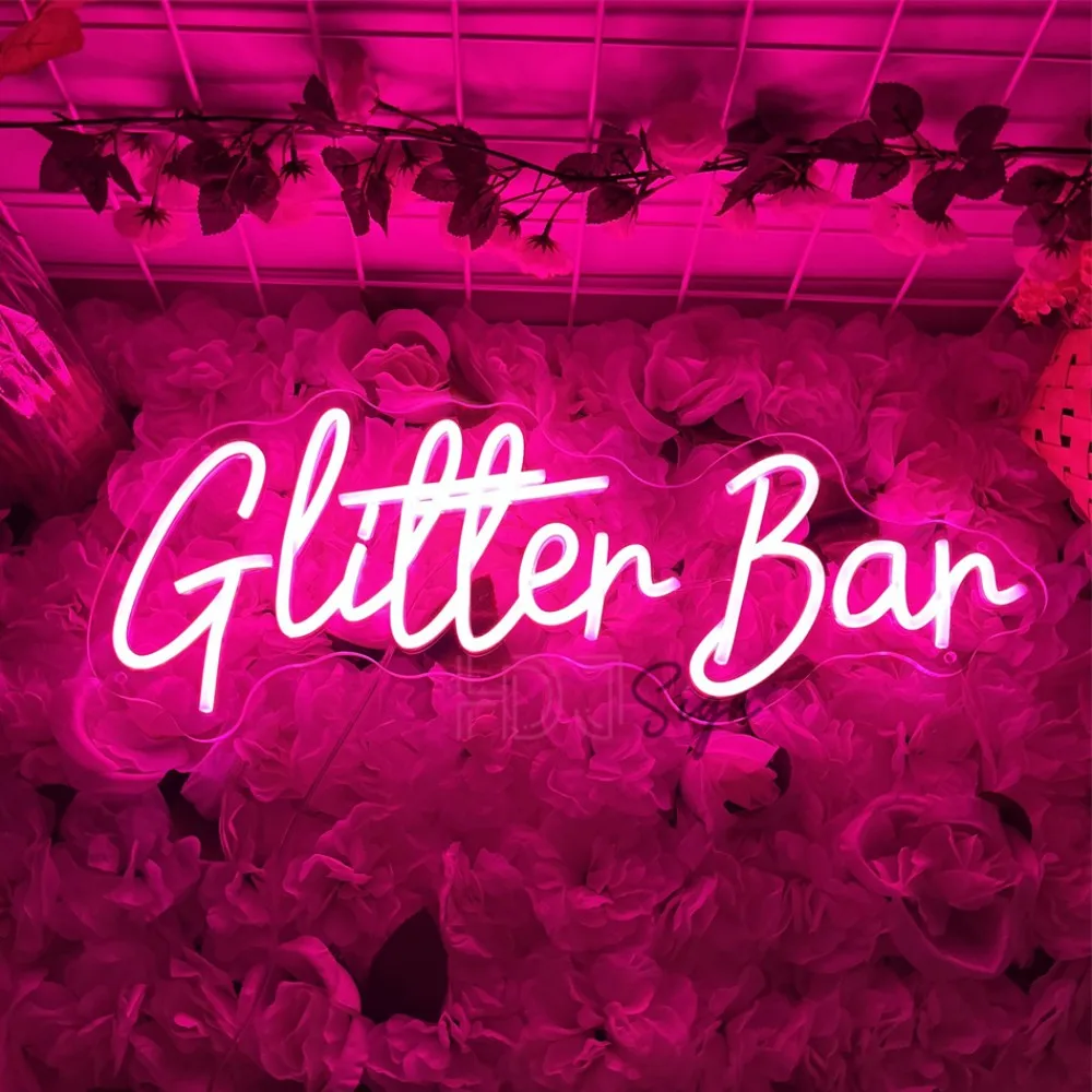 Glitter Bar Neon Sign Led Wall Bedroom Bar Decoration Flash Bar Salon Neon Light Sign Party Room Pub Club Decor Neon Signs