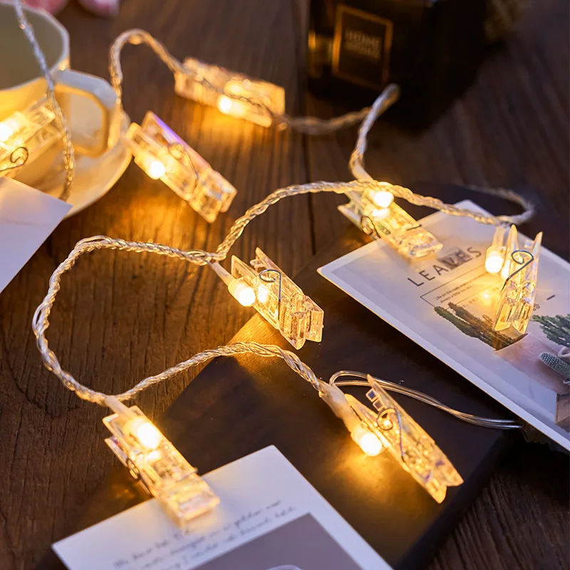 LED Fairy Lights Photo Clip String Lights AA Battery Powered String Lights Bedroom Christmas Party Wedding Decoration