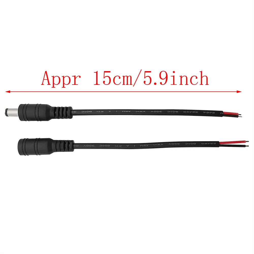 5/10Pcs 15CM 5.5x2.1mm 12V DC Power Male Female Pigtail Cable Wire Connector for CCTV Monitor Camera 5050 3528 LED Strip Light