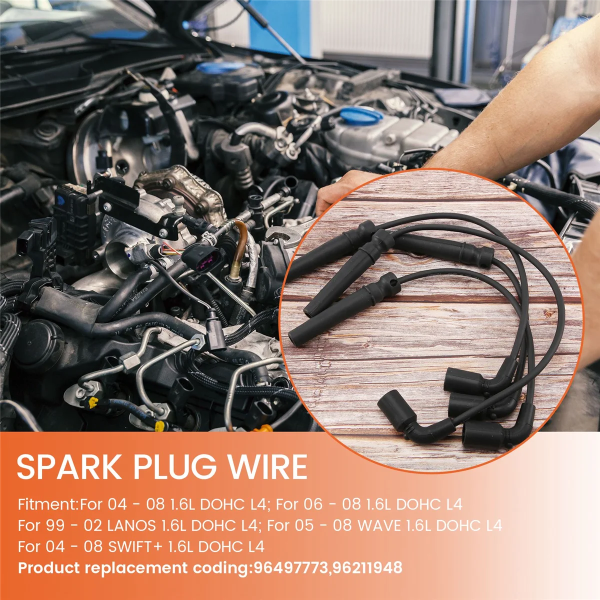 4Pcs Spark Plug Wire for Excelle 1.6 Chevrolet Aveo Cruze KALOS REZZO DAEWOO KALOS LANOS Nubira REZZO 96497773