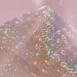 6pc Sparkling Laser Film Stickers - Love Laser Transparent Stickers - DIY Photo Mobile Sticker Decoration Scrapbook