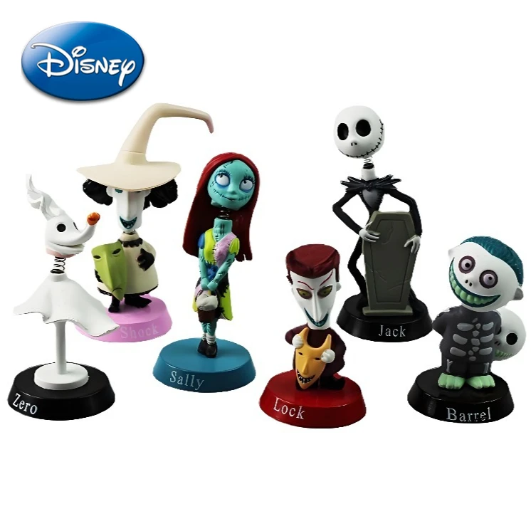 

Disney Figurine Jack The Nightmare Before Christmas Thriller Cool Figure Halloween Car Shake Head Doll Car Ornament 6 Toy Gift