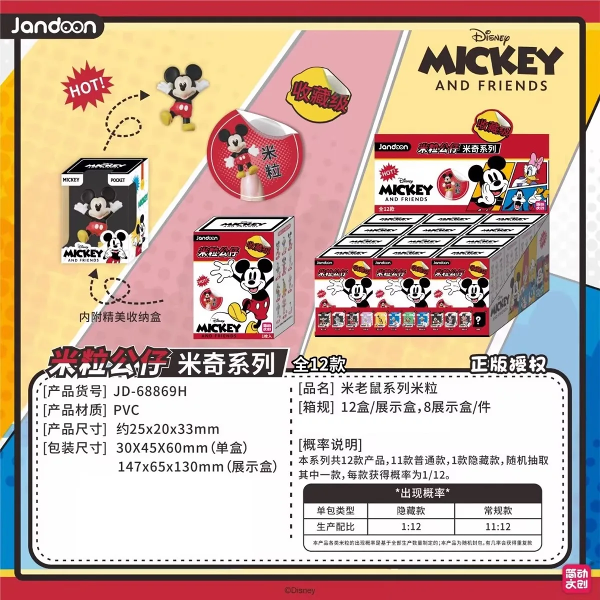 

В наличии, подлинная серия Kawaii с Микки Маусом Mili, модная слепая коробка, игрушка, маленькие куклы, модель, фигурки, орнамент, коллекционные подарки