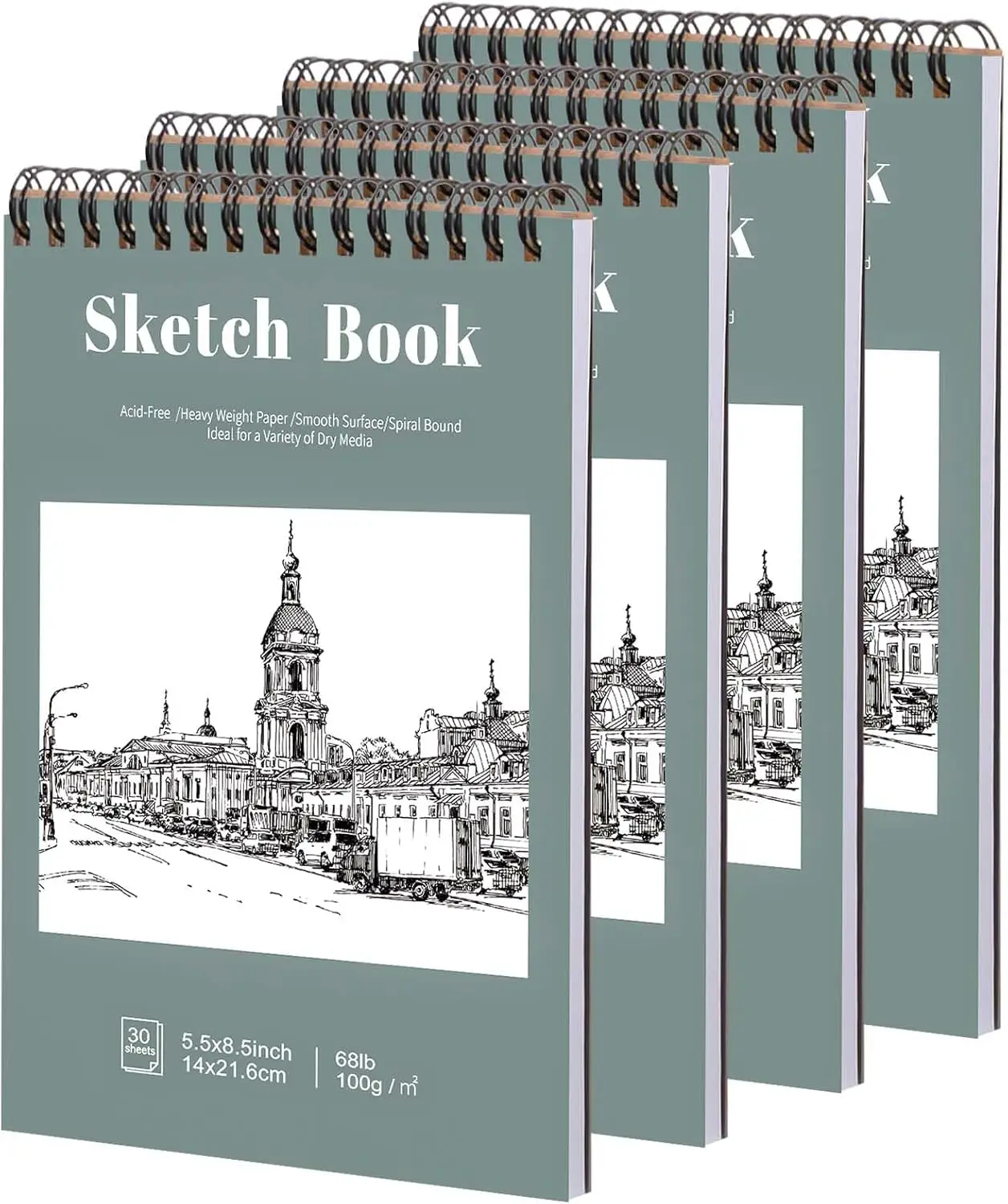 

4 Pack Small Sketch Books 5.5x8.5 Inch Mini Sketchbook 68lb 100gsm Spiral Bound Sketch Pad for Drawing Painting with Acid Free