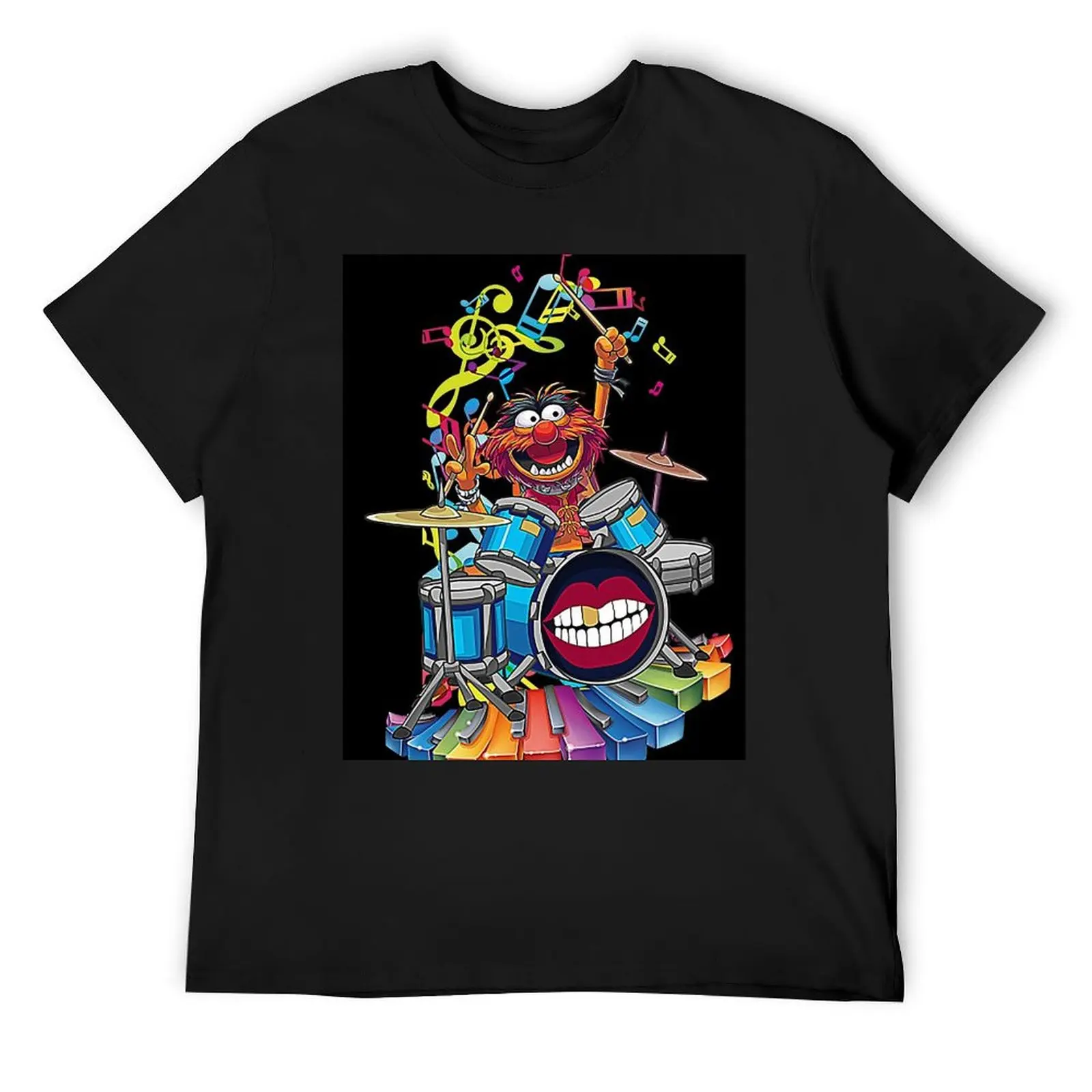 

Animal Drummer Poster T-Shirt cotton graphic tees blue archive plain black t shirts men