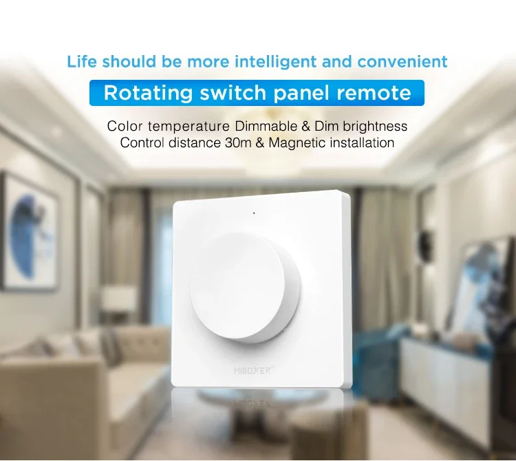 Miboxer K1  Rotating switch panel remote Color temperature Dimmable Dim brightness Control distance 30m Magnetic installation